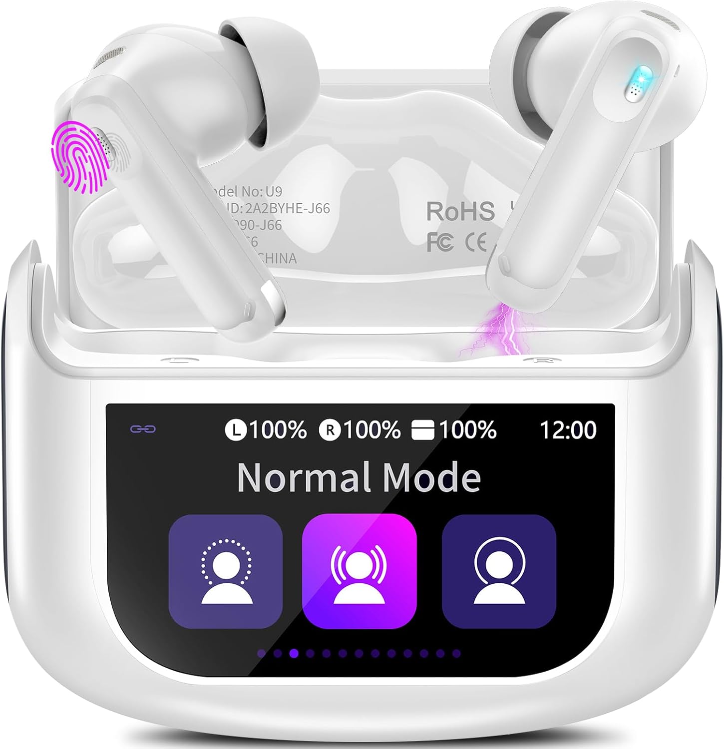 Premium Căști Wireless cu Ecran Color, Anulare Zgomot și Control Touch