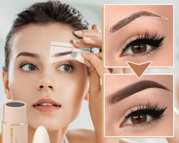 Kit Ștampilă pentru Sprâncene cu Pudră Minerală – Aplicare Rapidă, Culoare Intensă, Waterproof, Aspect Natural